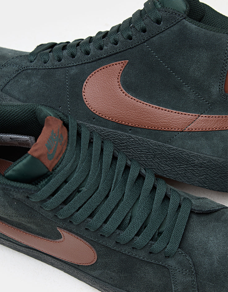 Nike SB Zoom Blazer Mid Skate Shoes - Black Spruce/Corduroy Brown-Black Spruce