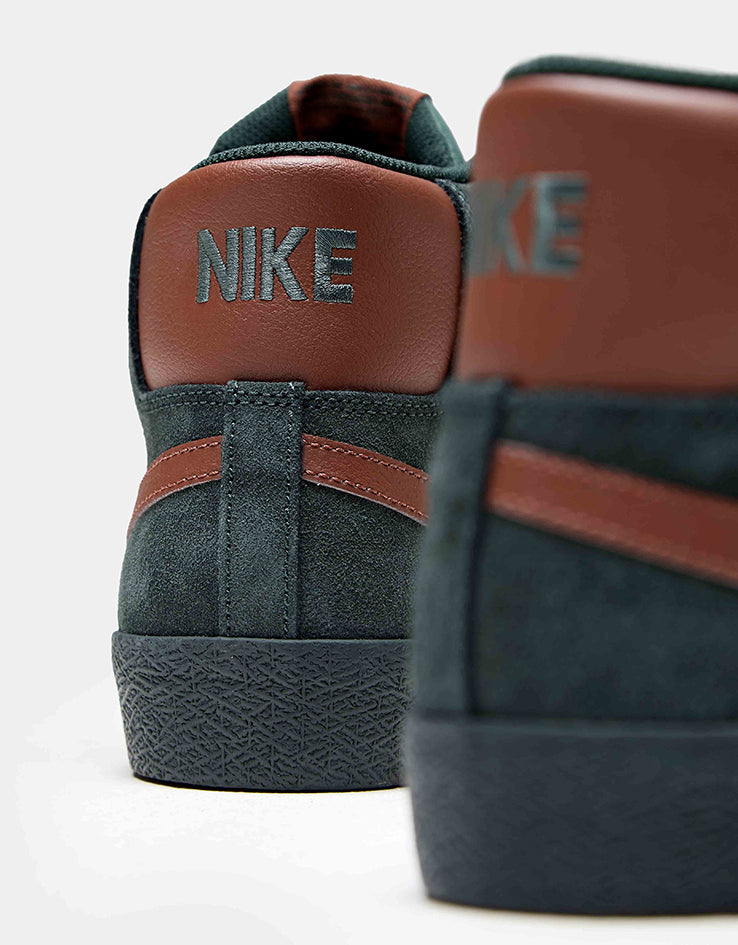 Nike SB Zoom Blazer Mid Skate Shoes - Black Spruce/Corduroy Brown-Black Spruce