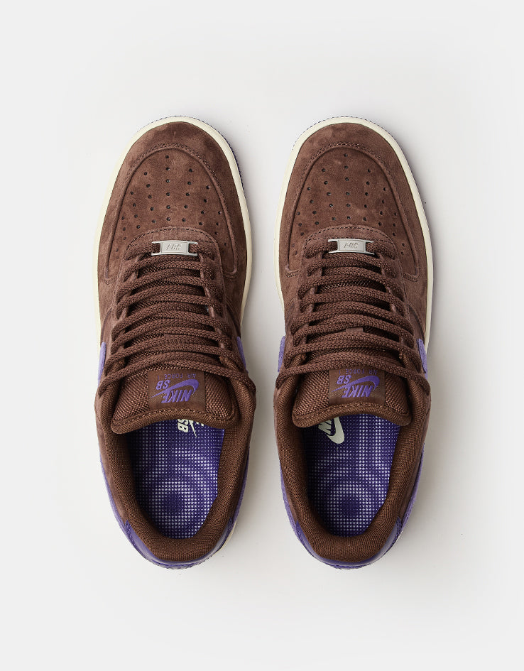 Nike SB 'Ben G' Air Force 1 SE Skate Shoes - Lt Chocolate/Court Purple-Sail