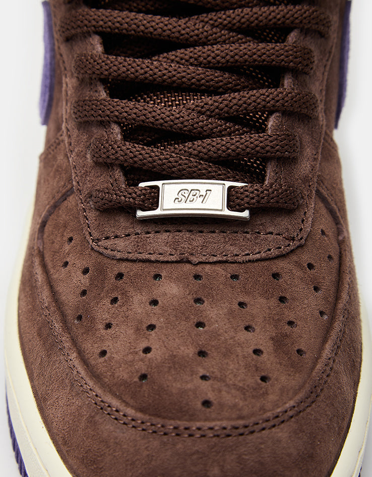 Nike SB 'Ben G' Air Force 1 SE Skate Shoes - Lt Chocolate/Court Purple-Sail