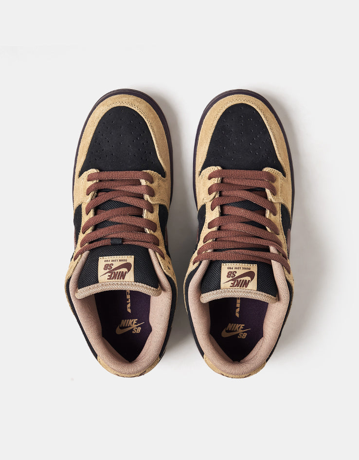 Nike SB Dunk Low Pro Skate Shoes - Filbert/Lt Chocolate-Black-Burgundy
