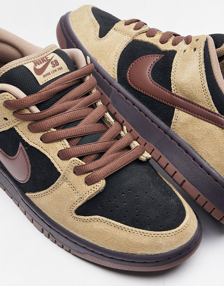 Nike SB Dunk Low Pro Skate Shoes - Filbert/Lt Chocolate-Black-Burgundy