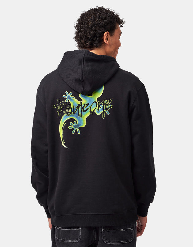 Route One Gecko Heavyweight Pullover Hoodie (400gsm) - Black