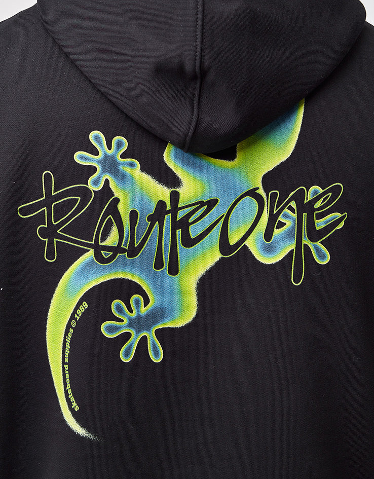 Route One Gecko Heavyweight Pullover Hoodie (400gsm) - Black