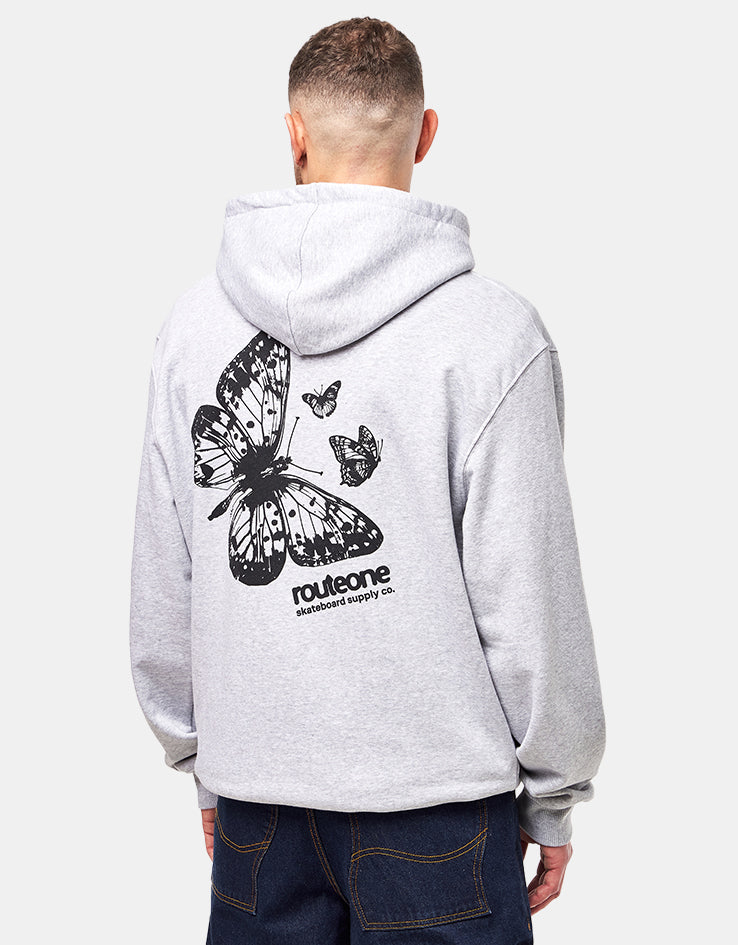 Route One Flutter II Heavyweight Pullover Hoodie (400gsm) - Heather Grey