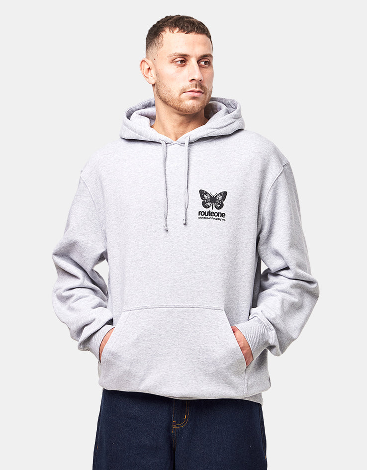 Route One Flutter II Heavyweight Pullover Hoodie (400gsm) - Heather Grey