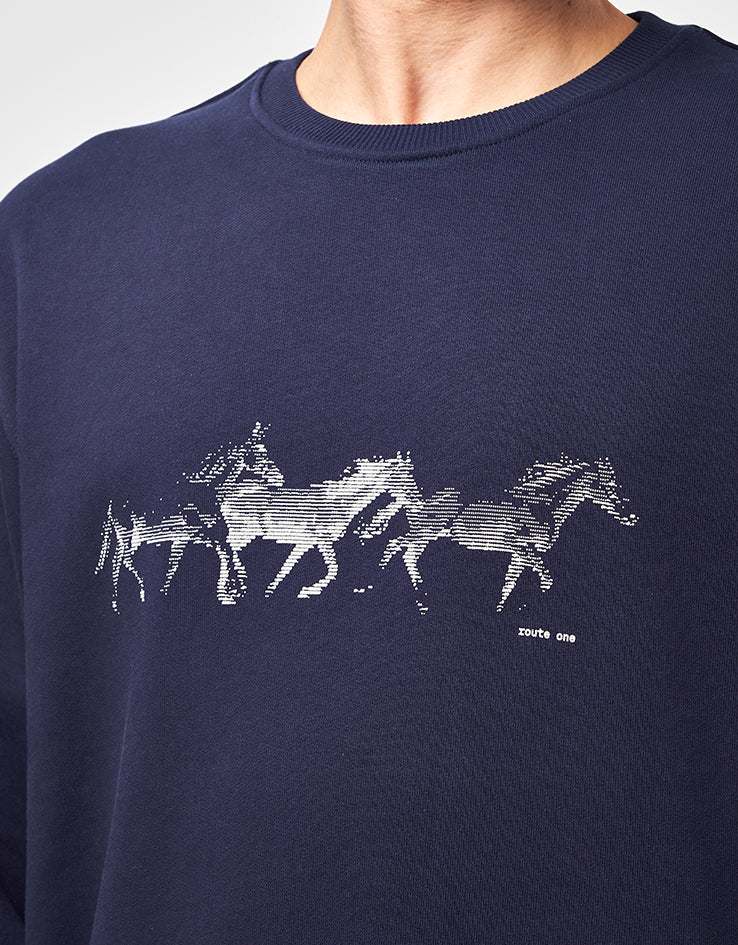 Route One Wild Horses Heavyweight Sweatshirt (400gsm) - Navy