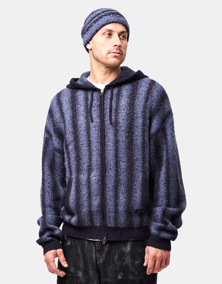 Dime MTL Mohair Striped Zip Hoodie - Blue