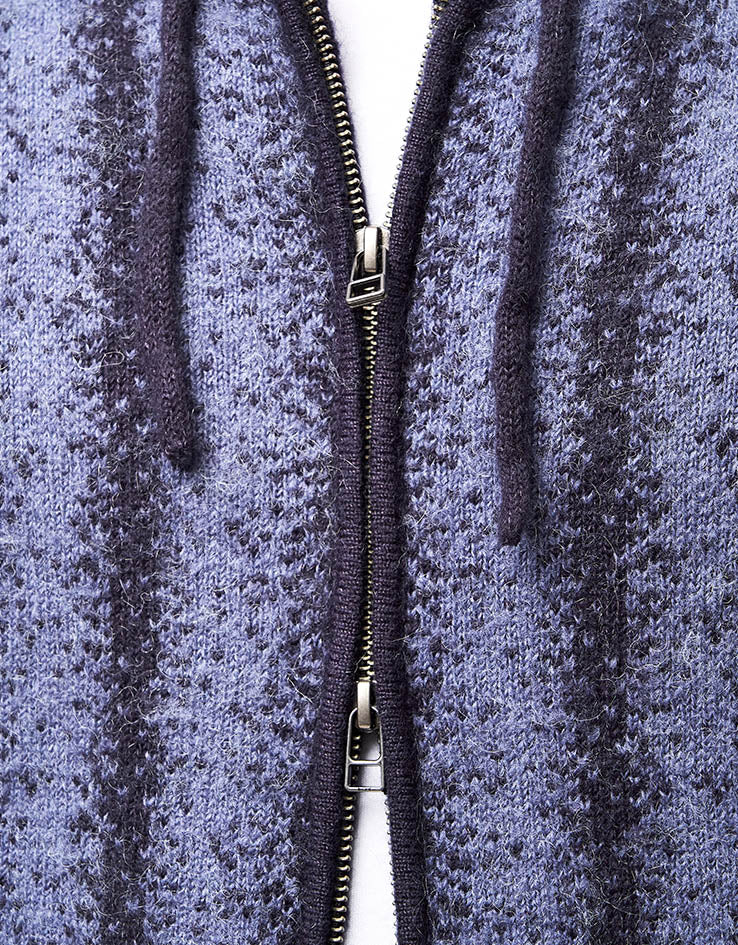 Dime MTL Mohair Striped Zip Hoodie - Blue