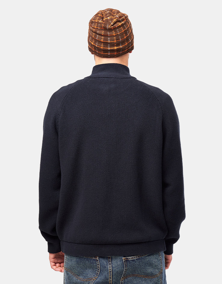 Dime MTL Knitted Pique Zip Sweater - Dark Navy