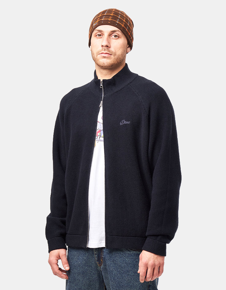Dime MTL Knitted Pique Zip Sweater - Dark Navy