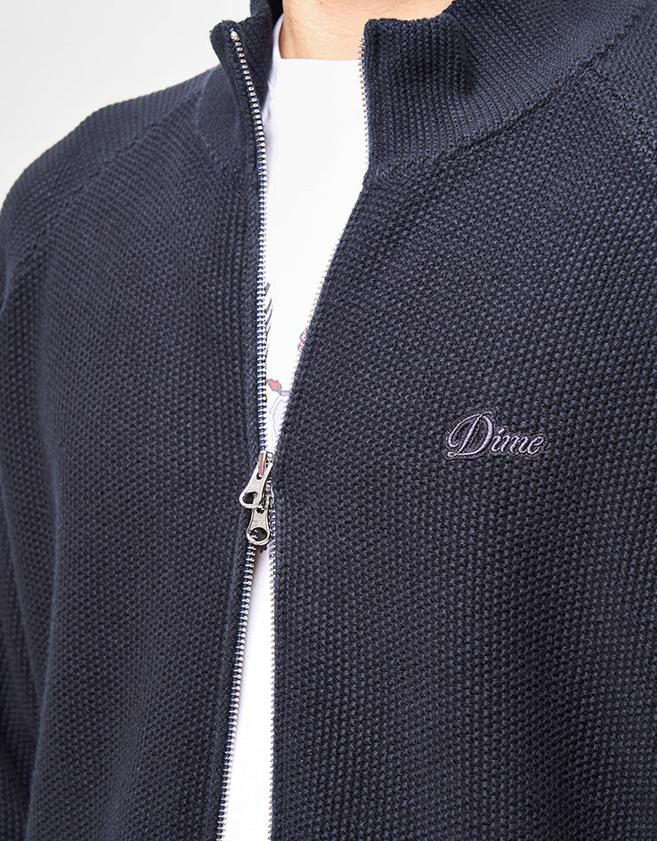 Dime MTL Knitted Pique Zip Sweater - Dark Navy