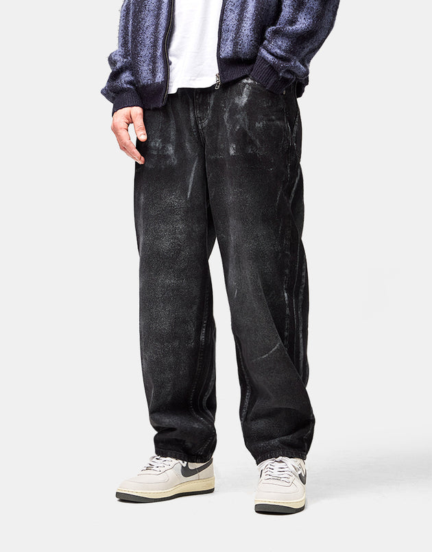 Dime MTL Baggy Denim Pants - Black (White Paint)
