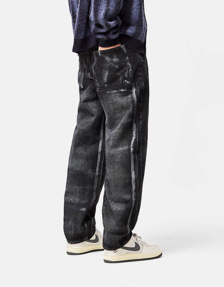 Dime MTL Baggy Denim Pants - Black (White Paint)