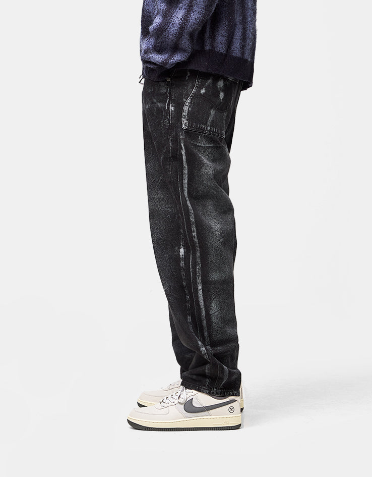 Dime MTL Baggy Denim Pants - Black (White Paint)