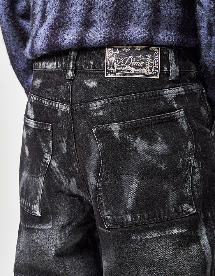 Dime MTL Baggy Denim Pants - Black (White Paint)