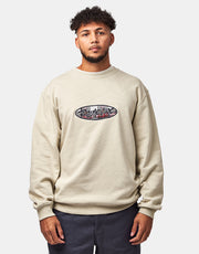 Route One Tag Heavyweight Sweatshirt (400gsm) - Stone (Red/Blue Plaid)