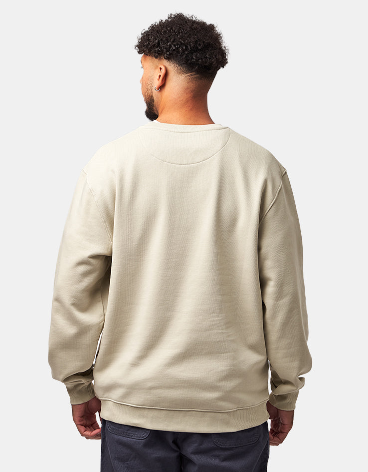 Route One Tag Heavyweight Sweatshirt (400gsm) - Stone (Red/Blue Plaid)