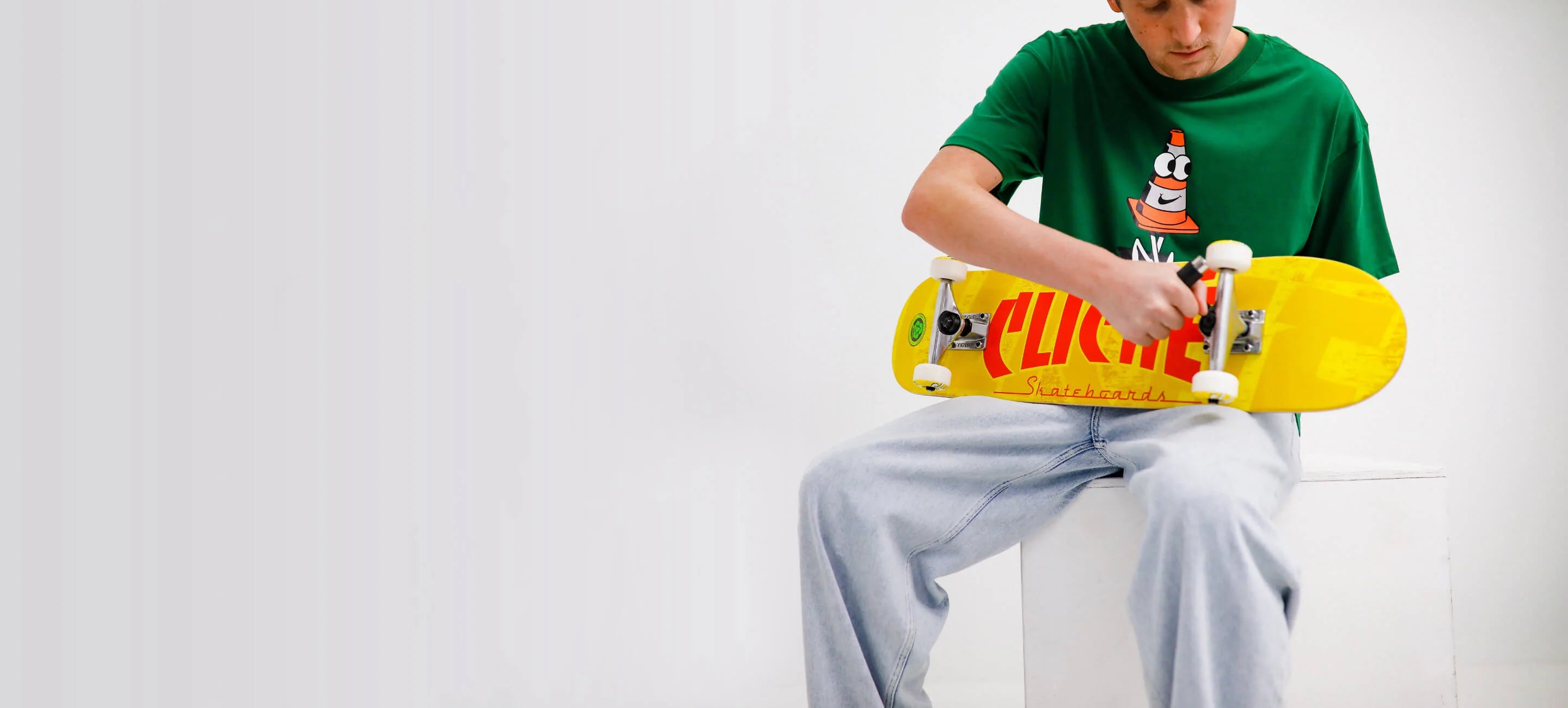 Man working on skateboard