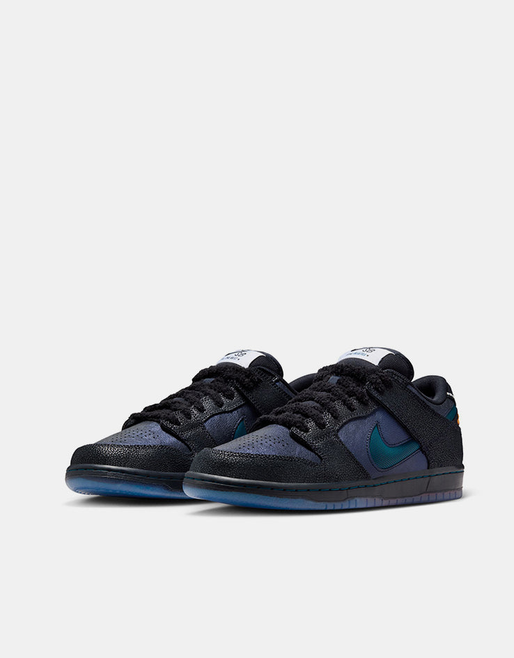 Nike SB 'Bluetile' Dunk Low Pro QS Skate Shoes - Black/Marina-White-Campfire Orange