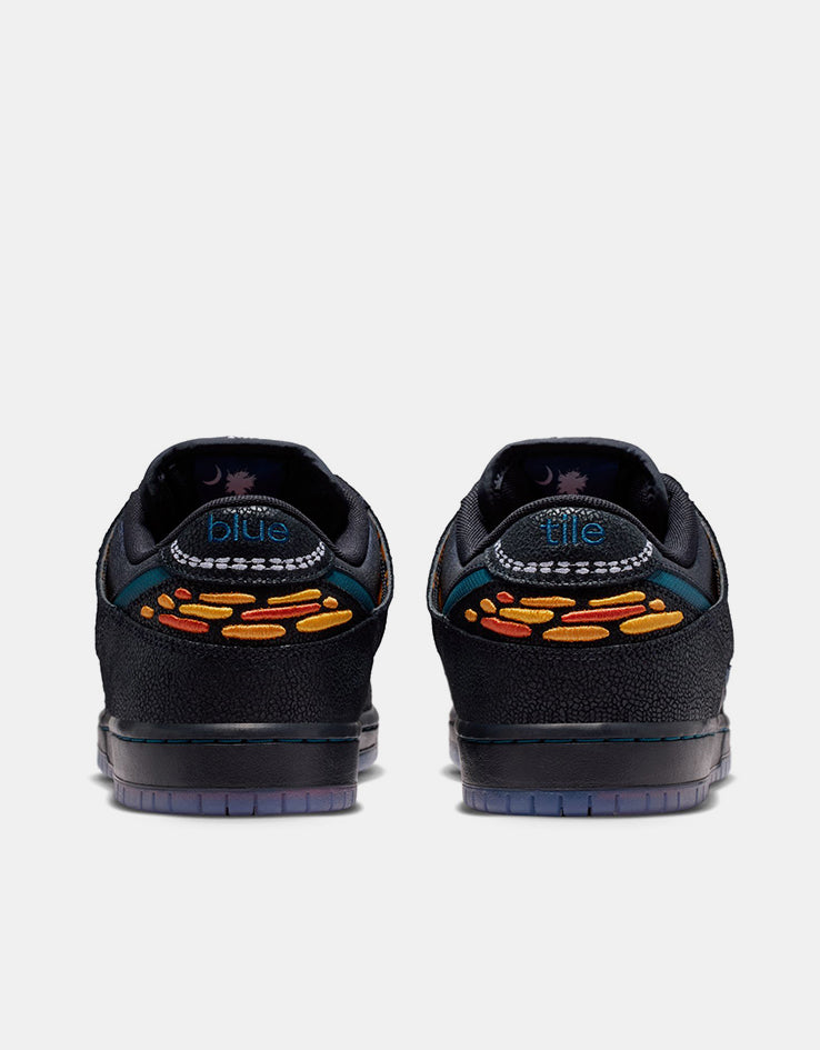 Nike SB 'Bluetile' Dunk Low Pro QS Skate Shoes - Black/Marina-White-Campfire Orange