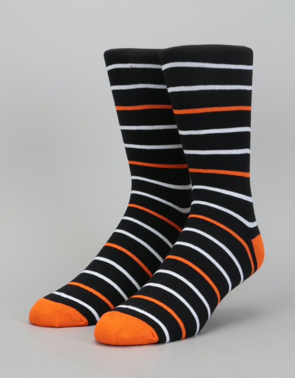 Route One Narrow Stripe Socks - Black/Orange/White