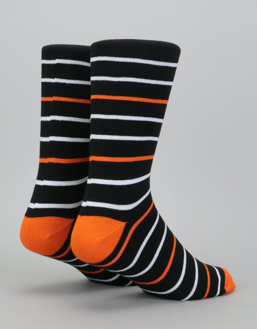 Route One Narrow Stripe Socks - Black/Orange/White
