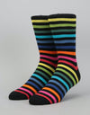 Route One Striped Socks - Black/Rainbow