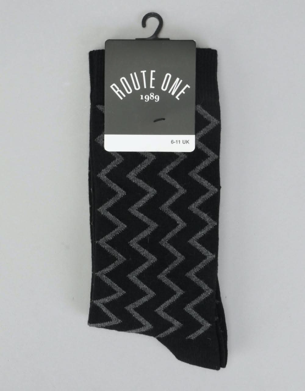 Route One Zig-Zag Socks - Black/Grey