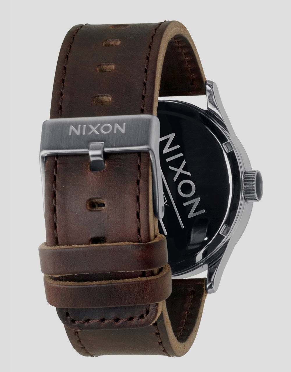 Nixon Sentry Leather Watch - Silver/Brown