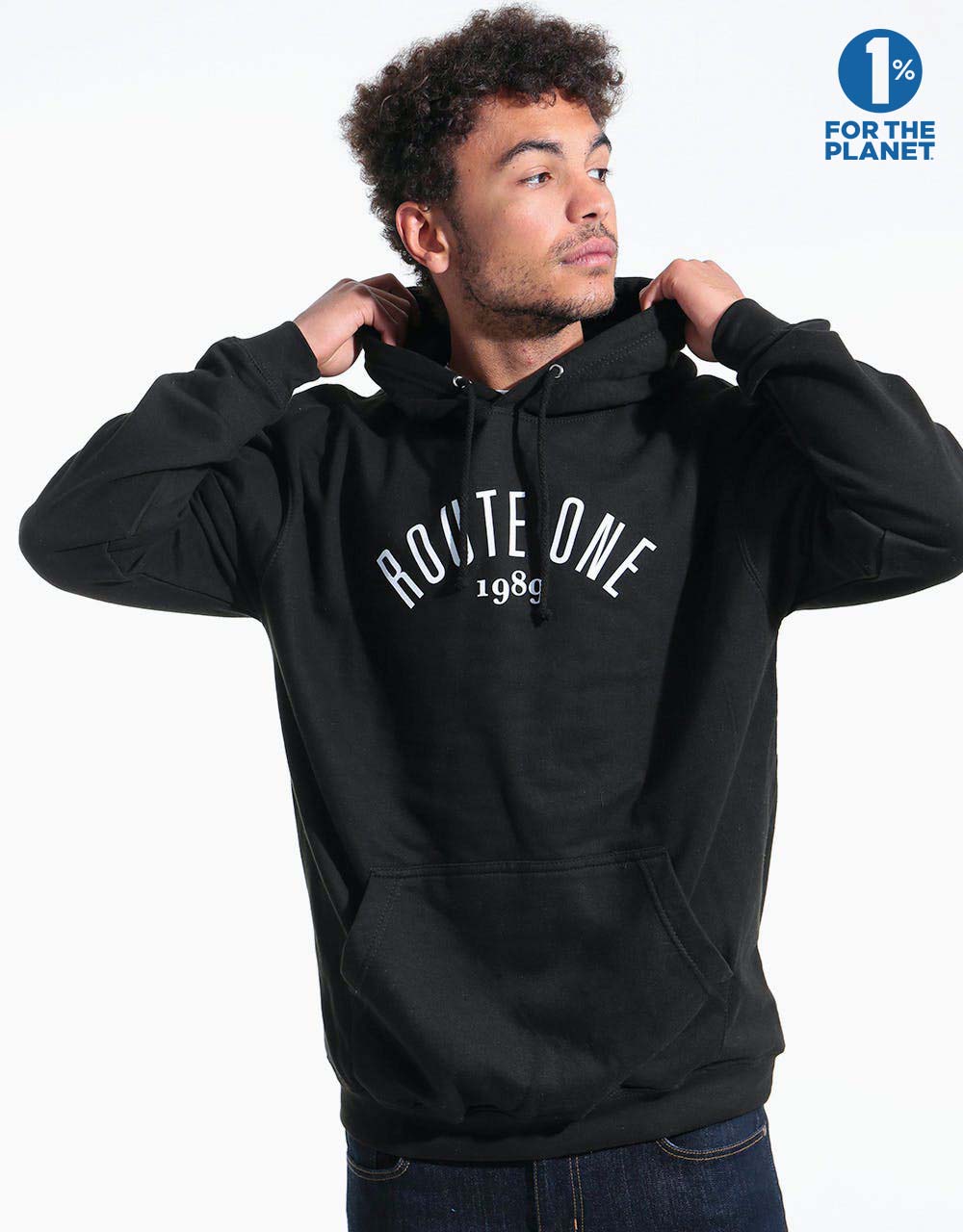 Route One Logo Pullover Hoodie - Black
