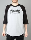 Thrasher Flame Logo Raglan T-Shirt - Grey/Black
