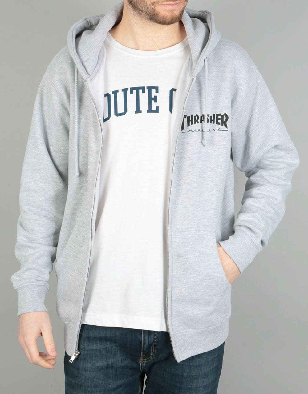 Thrasher Skate Mag Zip Hoodie - Heather Grey