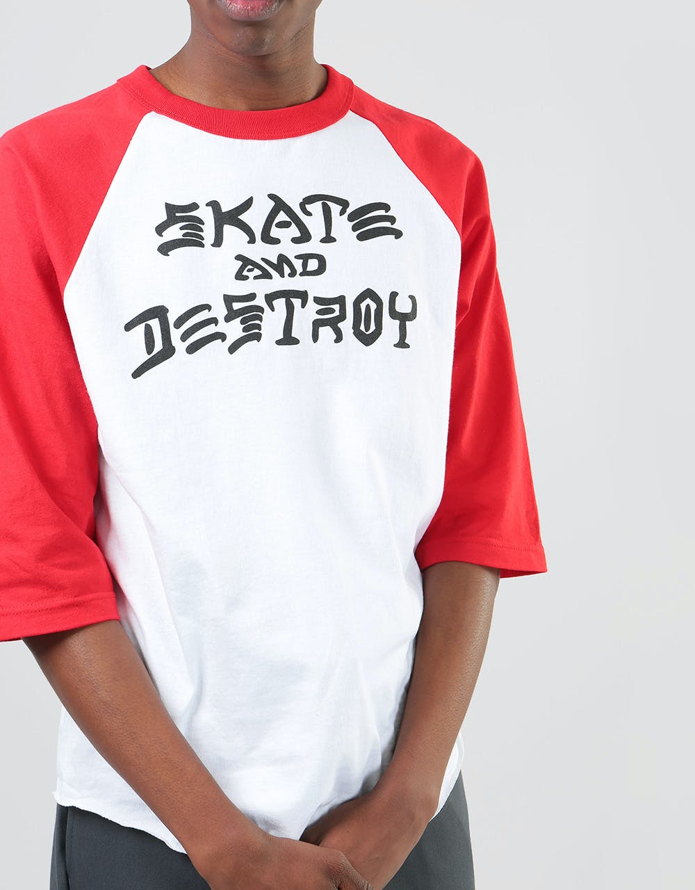 Thrasher Skate and Destroy Raglan T-Shirt - White/Red