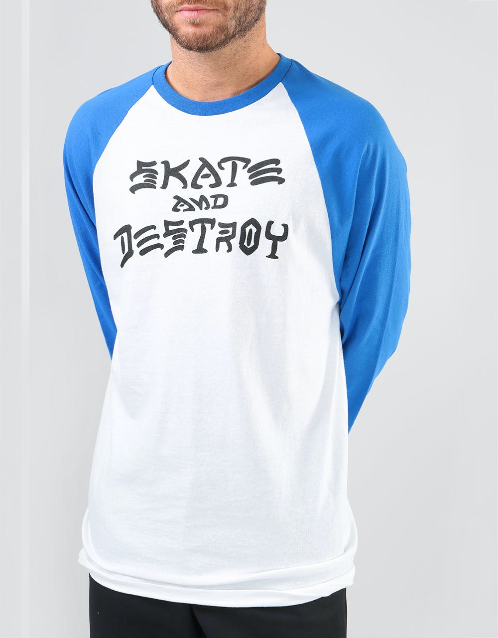 Thrasher Skate and Destroy Raglan T-Shirt - White/Blue