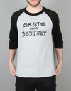 Thrasher Skate and Destroy Raglan T-Shirt - Heather Grey/Black