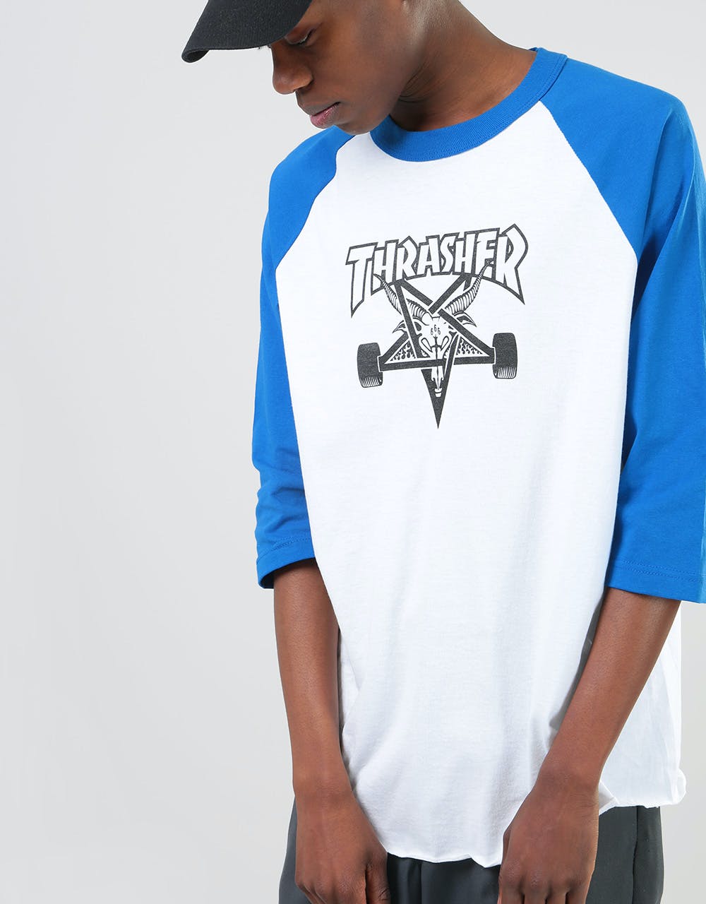 Thrasher Skategoat Raglan T-Shirt - White/Blue