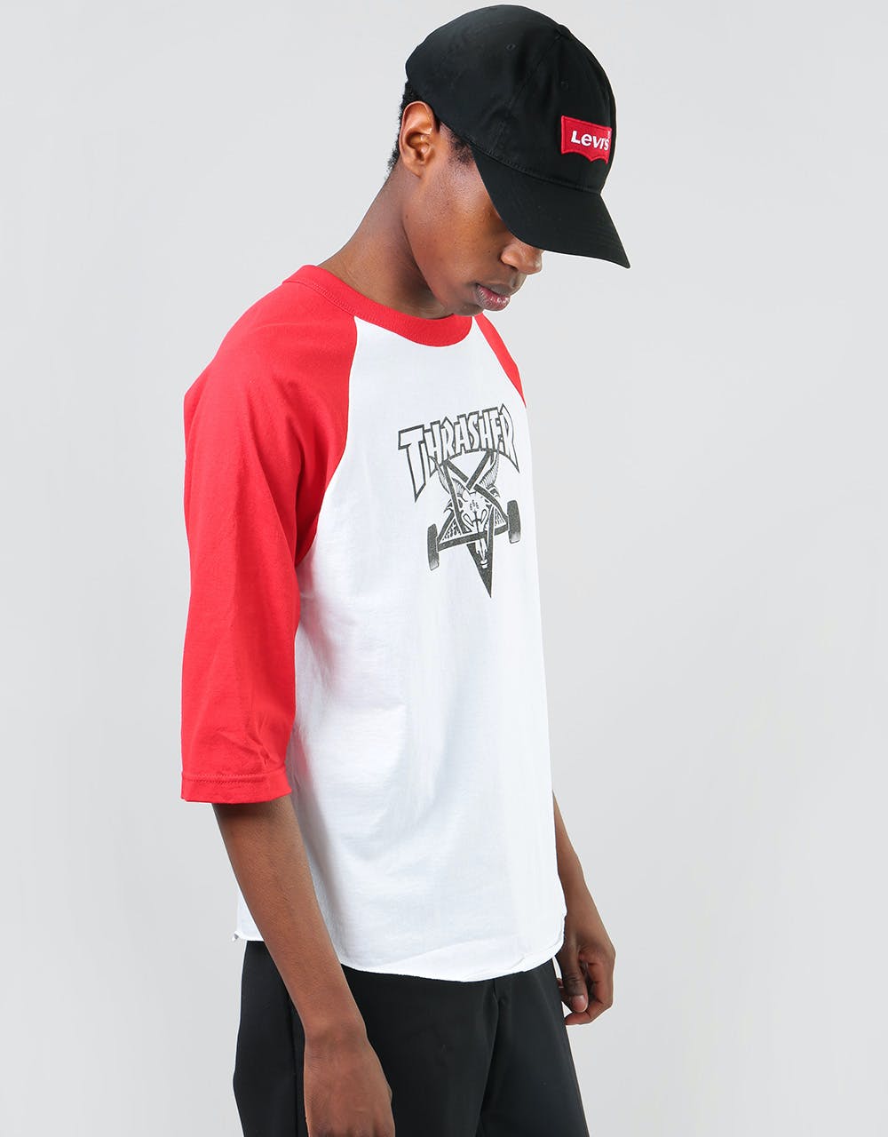 Thrasher Skategoat Raglan T-Shirt - White/Red