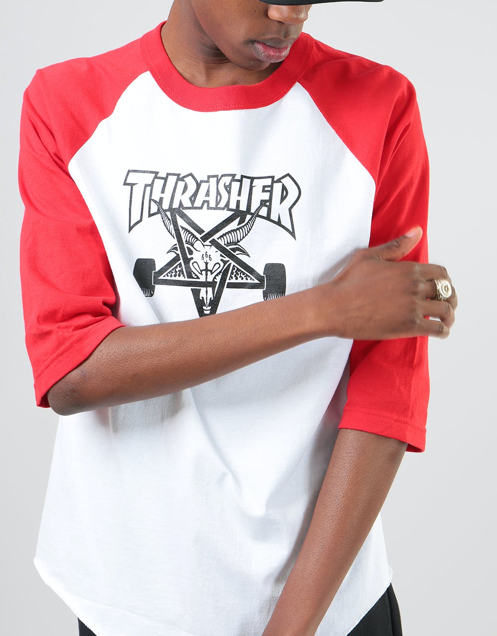 Thrasher Skategoat Raglan T-Shirt - White/Red