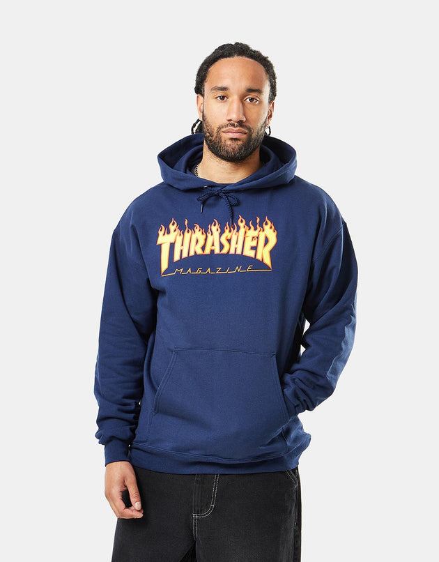 Thrasher Flame Logo Pullover Hoodie - Navy