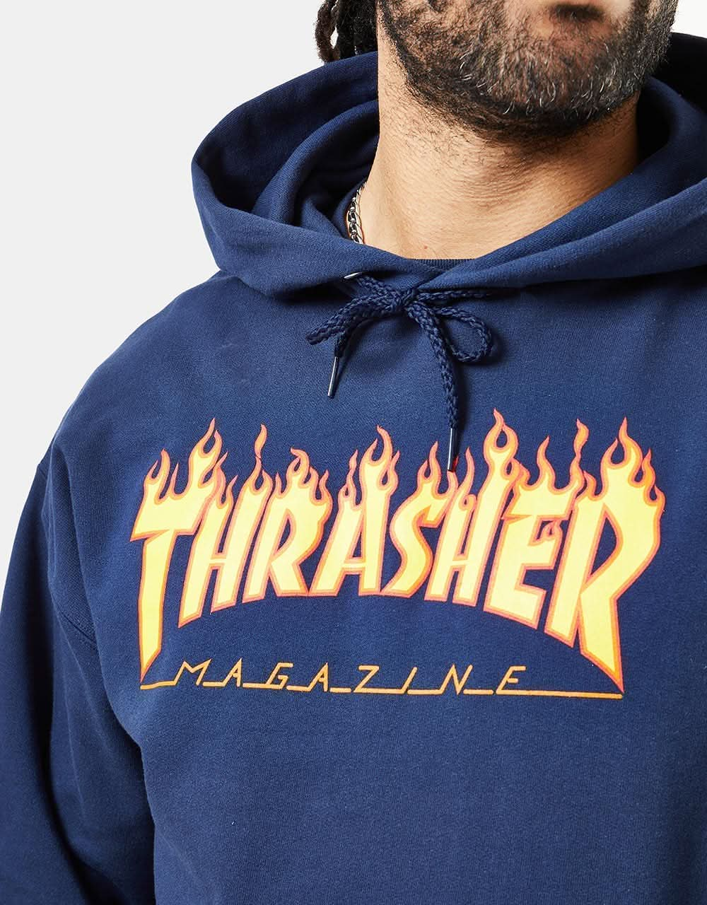 Thrasher Flame Logo Pullover Hoodie - Navy