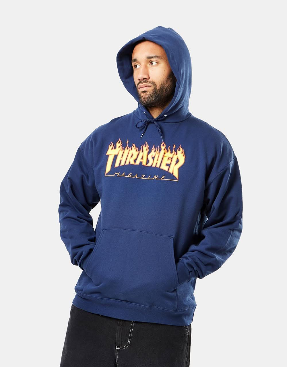 Thrasher Flame Logo Pullover Hoodie - Navy