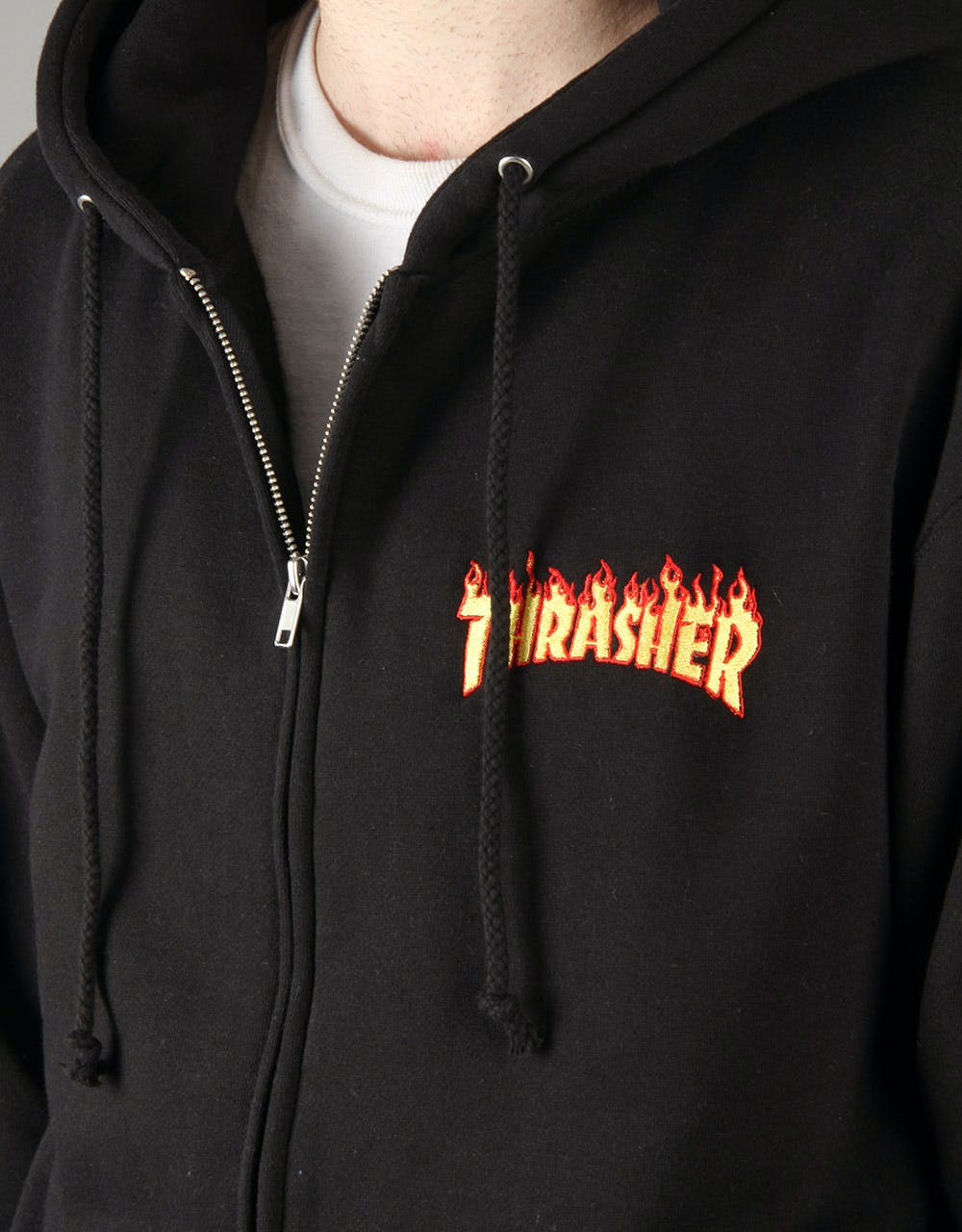 Thrasher Flame Logo Zip Hoodie - Black