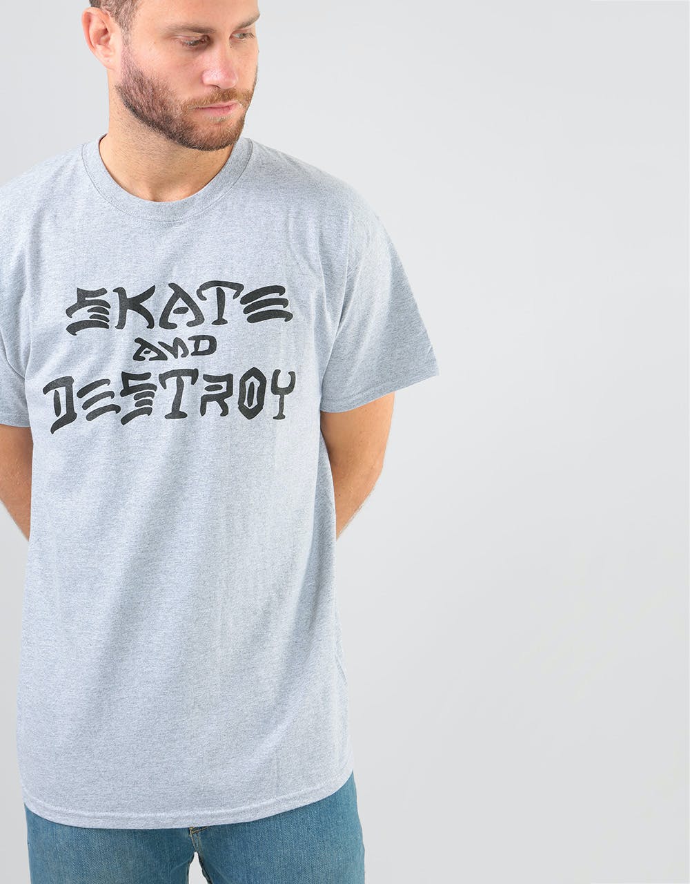 Thrasher Skate and Destroy T-Shirt - Heather Grey