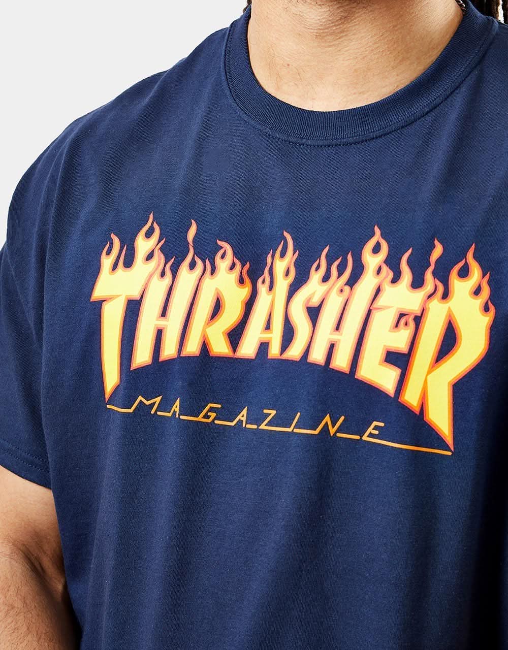 Thrasher Flame Logo T-Shirt - Navy