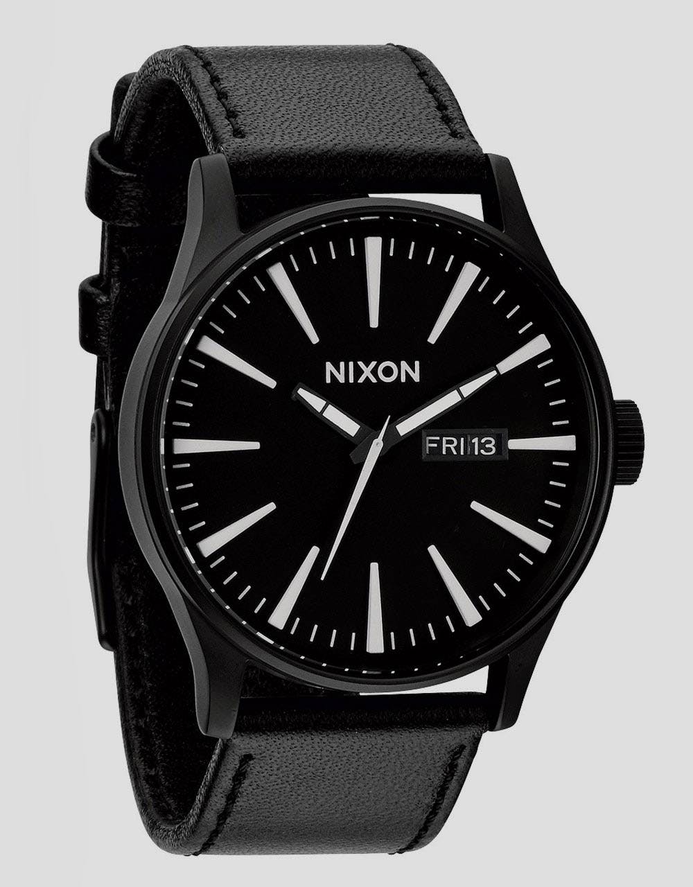 Nixon Sentry Leather Watch - Black/White