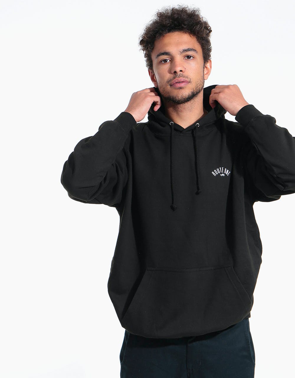 Route One Four Corners Pullover Hoodie - Black/White