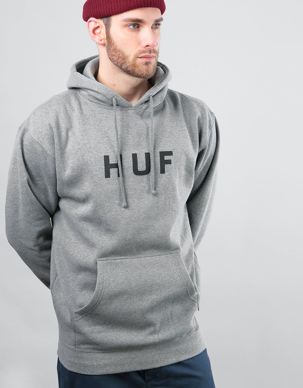HUF Original Logo Pullover Hoodie - Heather Grey