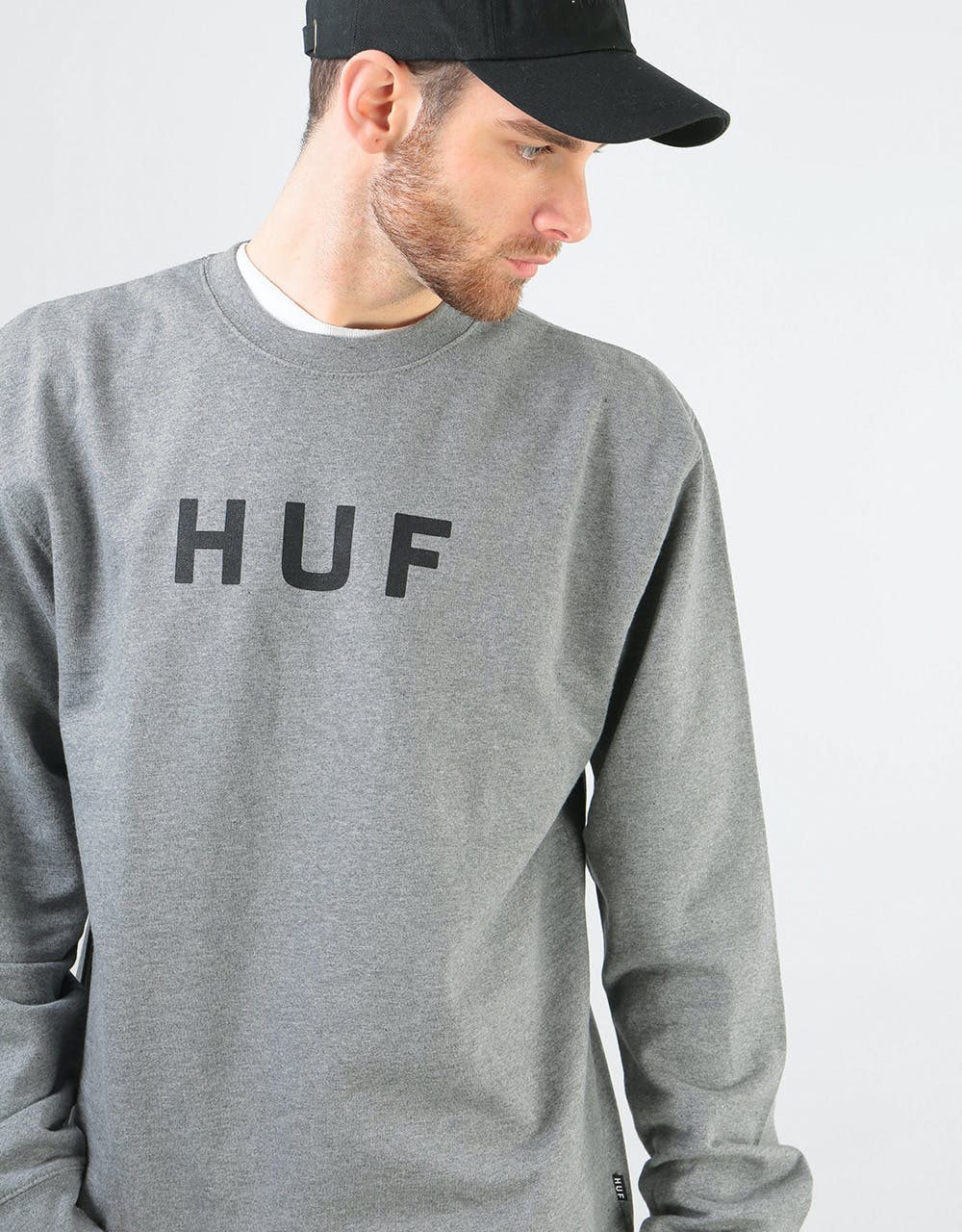 HUF Original Logo Crewneck Sweatshirt - Heather Grey