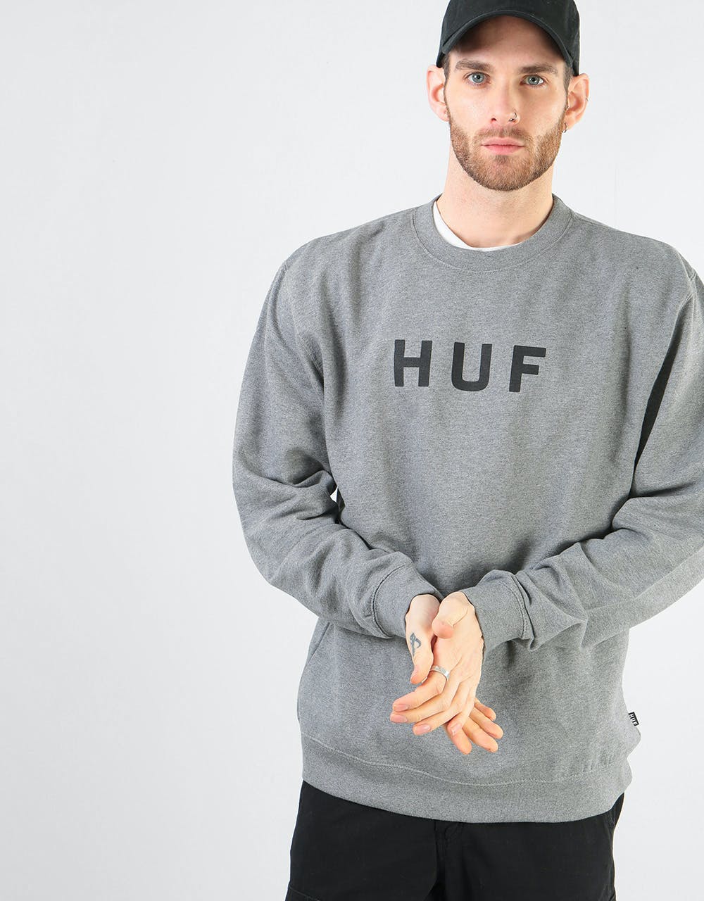 HUF Original Logo Crewneck Sweatshirt - Heather Grey